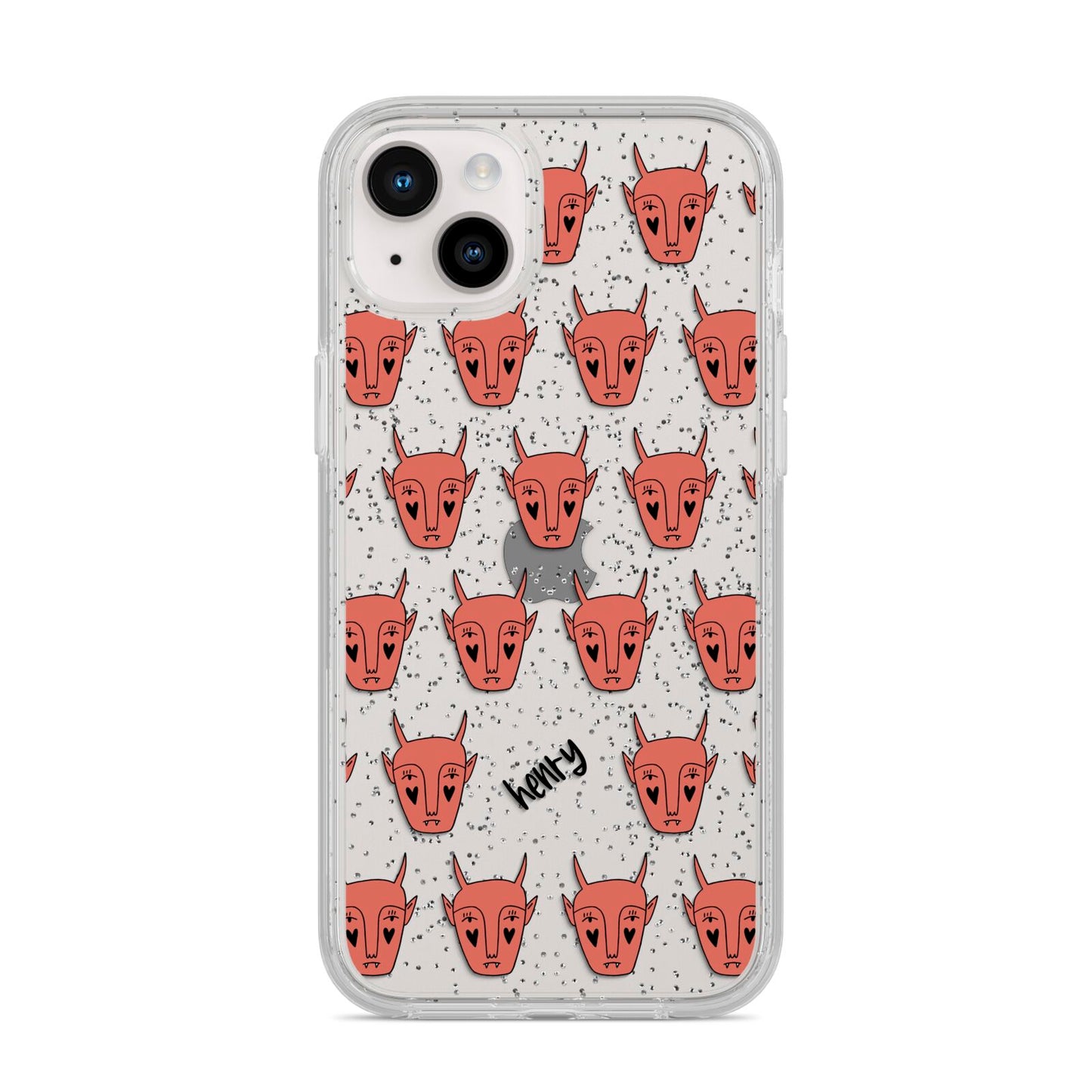 Pink Horned Halloween Personalised iPhone 14 Plus Glitter Tough Case Starlight