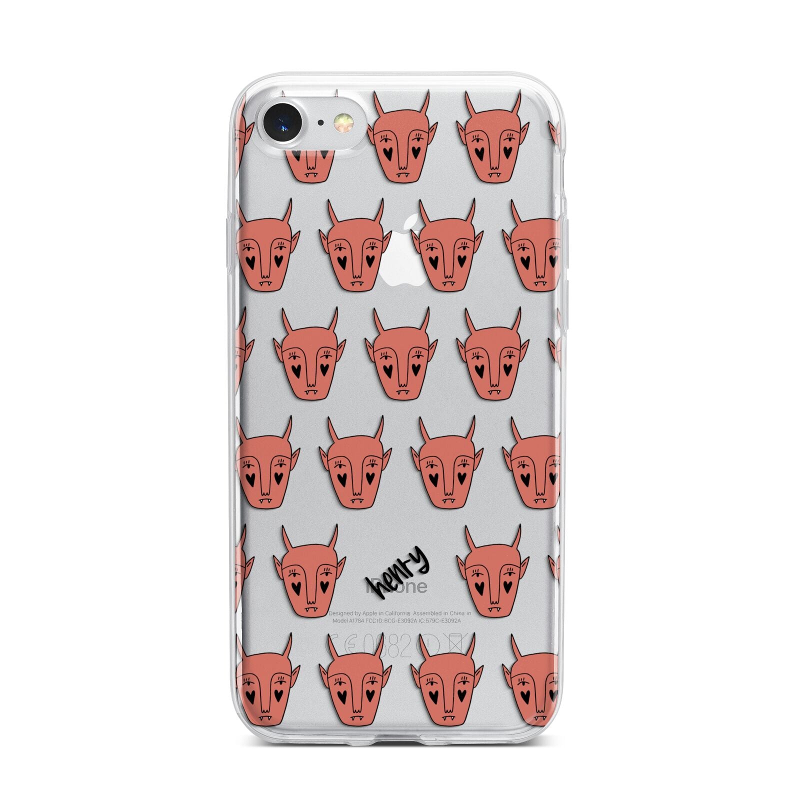 Pink Horned Halloween Personalised iPhone 7 Bumper Case on Silver iPhone