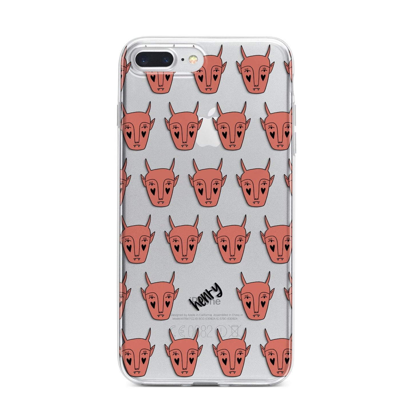 Pink Horned Halloween Personalised iPhone 7 Plus Bumper Case on Silver iPhone