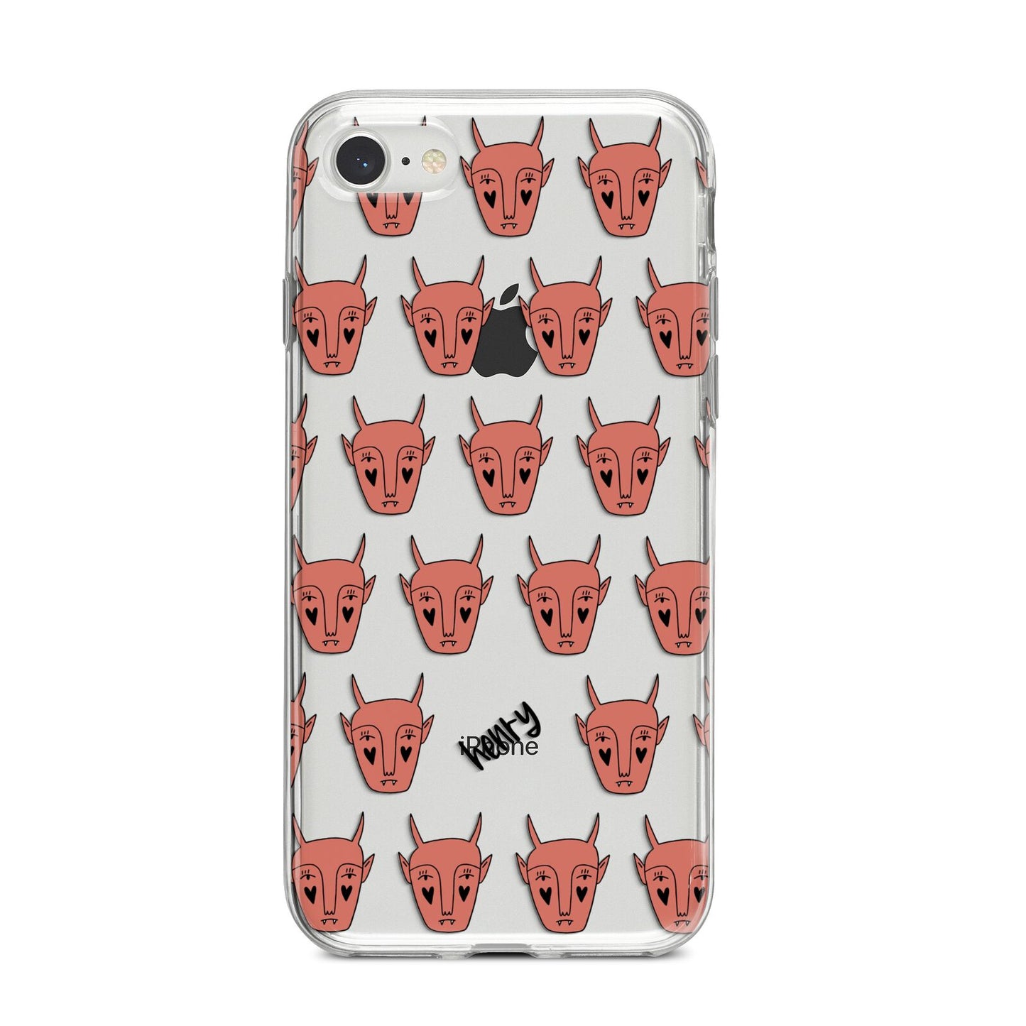 Pink Horned Halloween Personalised iPhone 8 Bumper Case on Silver iPhone