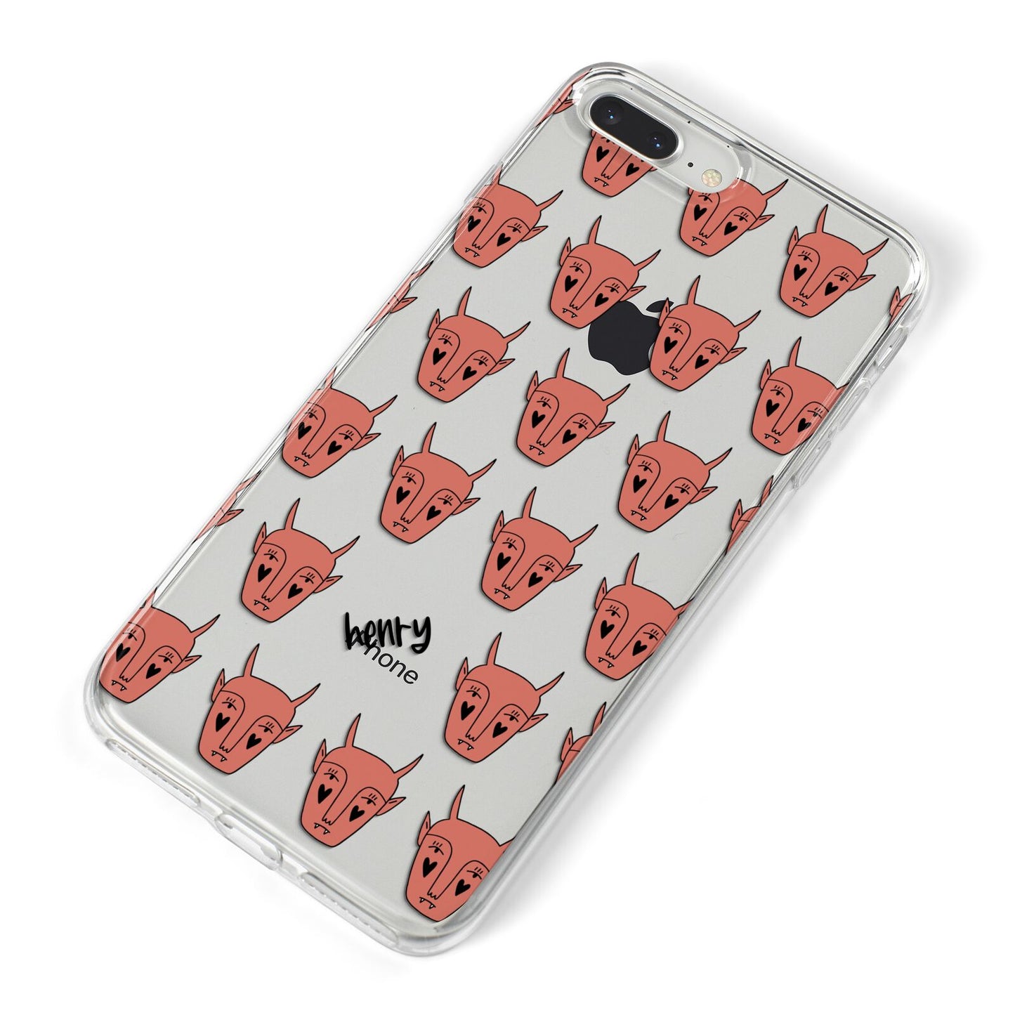 Pink Horned Halloween Personalised iPhone 8 Plus Bumper Case on Silver iPhone Alternative Image