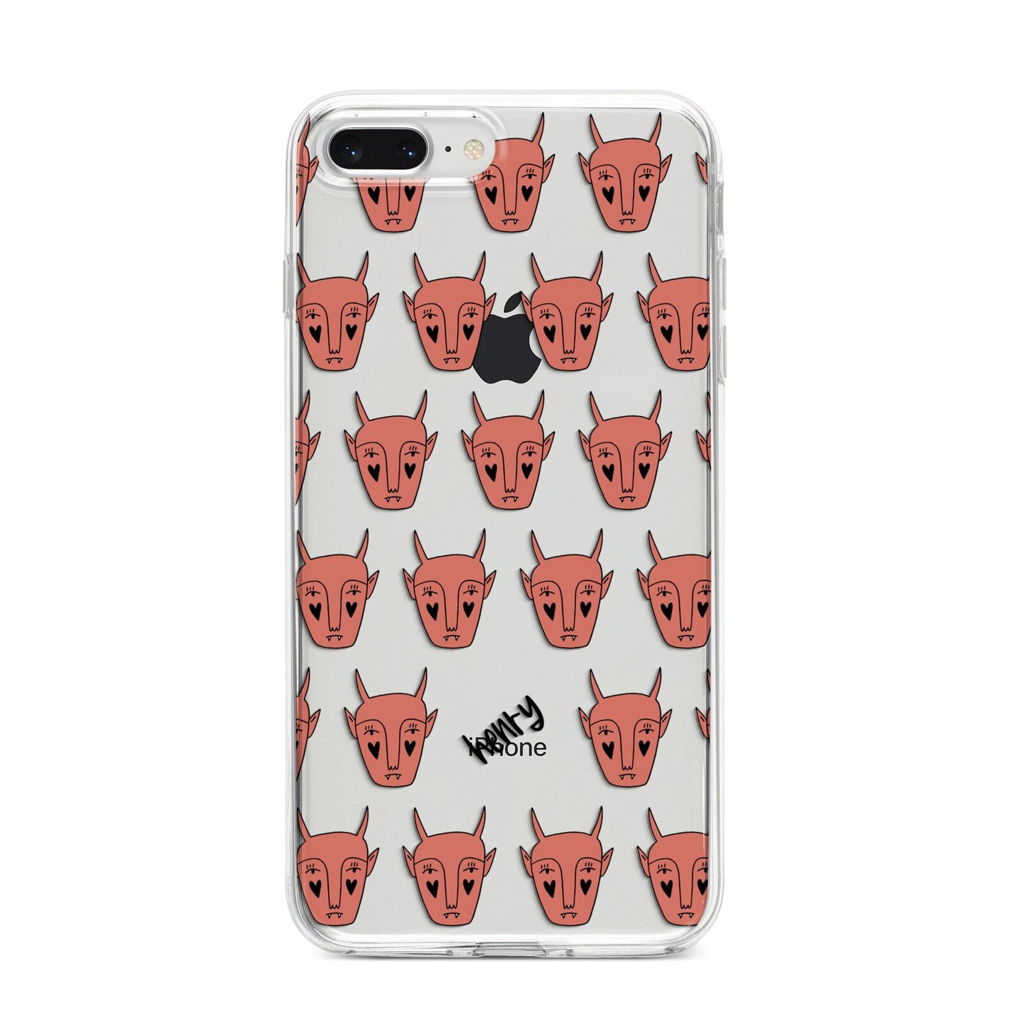 Pink Horned Halloween Personalised iPhone 8 Plus Bumper Case on Silver iPhone