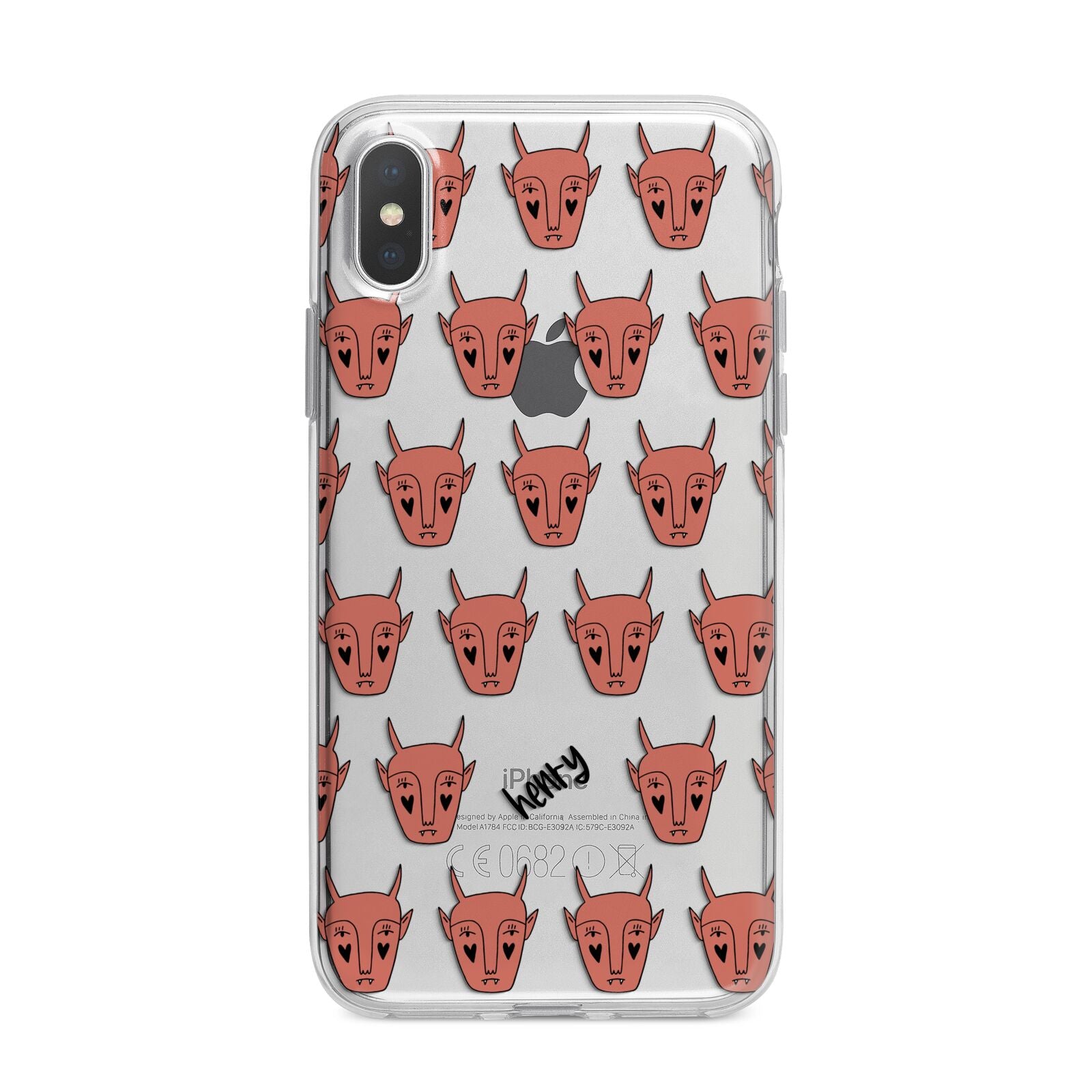 Pink Horned Halloween Personalised iPhone X Bumper Case on Silver iPhone Alternative Image 1