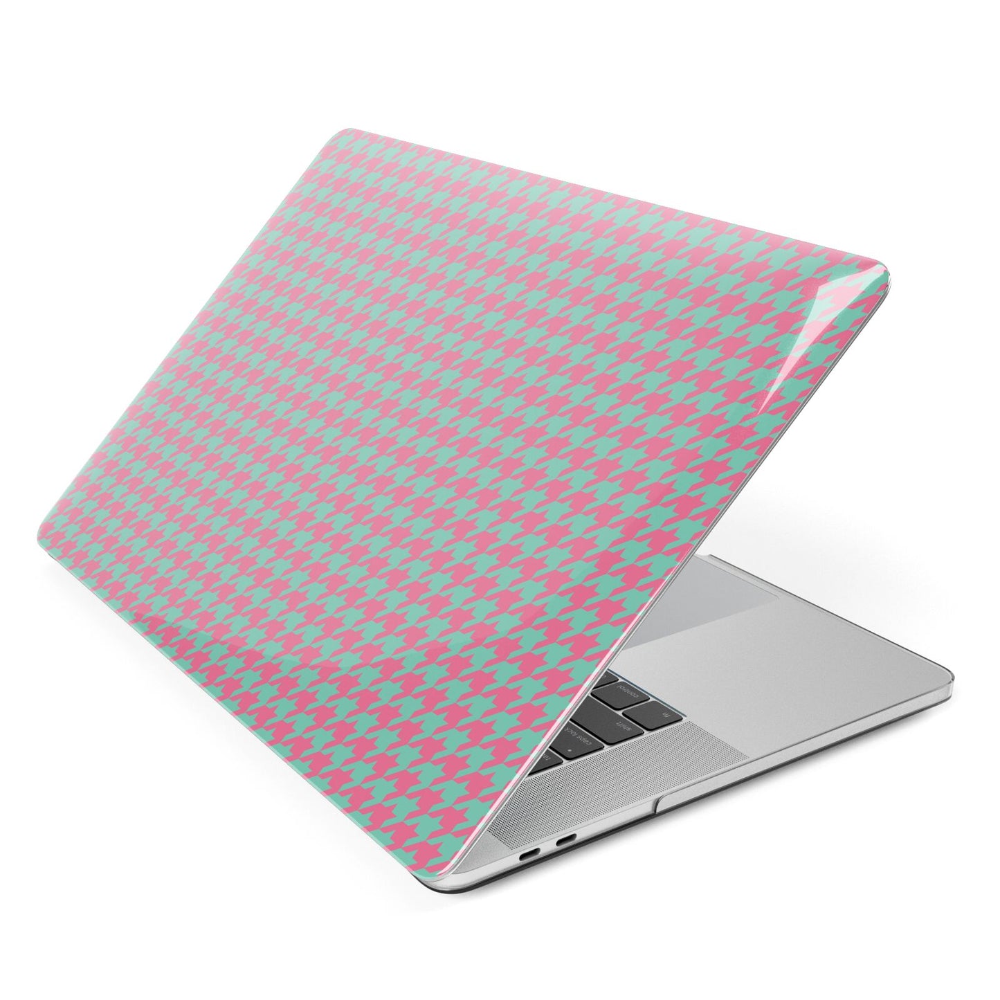 Pink Houndstooth Apple MacBook Case Side View