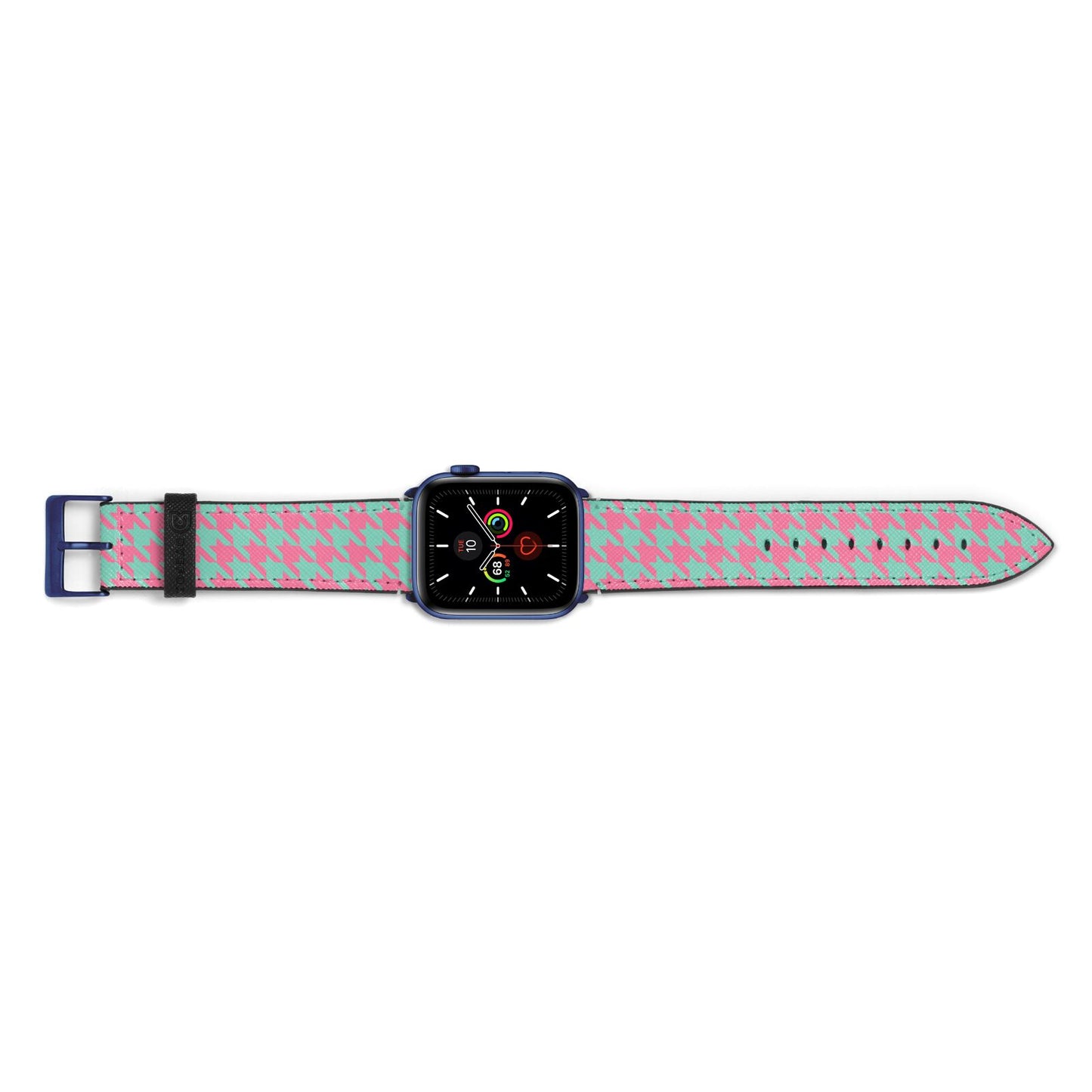 Pink Houndstooth Apple Watch Strap Landscape Image Blue Hardware
