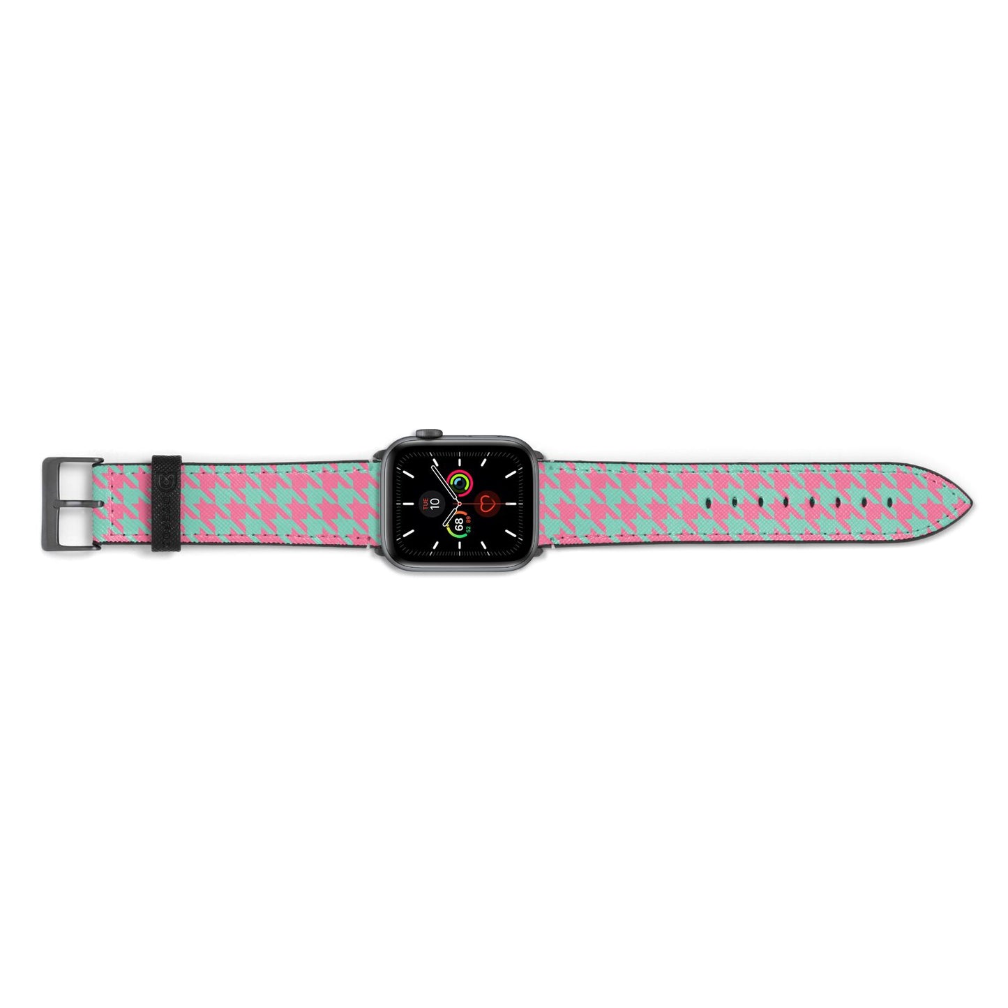 Pink Houndstooth Apple Watch Strap Landscape Image Space Grey Hardware