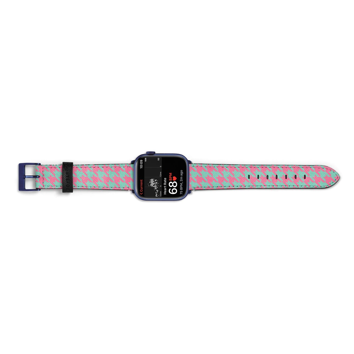Pink Houndstooth Apple Watch Strap Size 38mm Landscape Image Blue Hardware