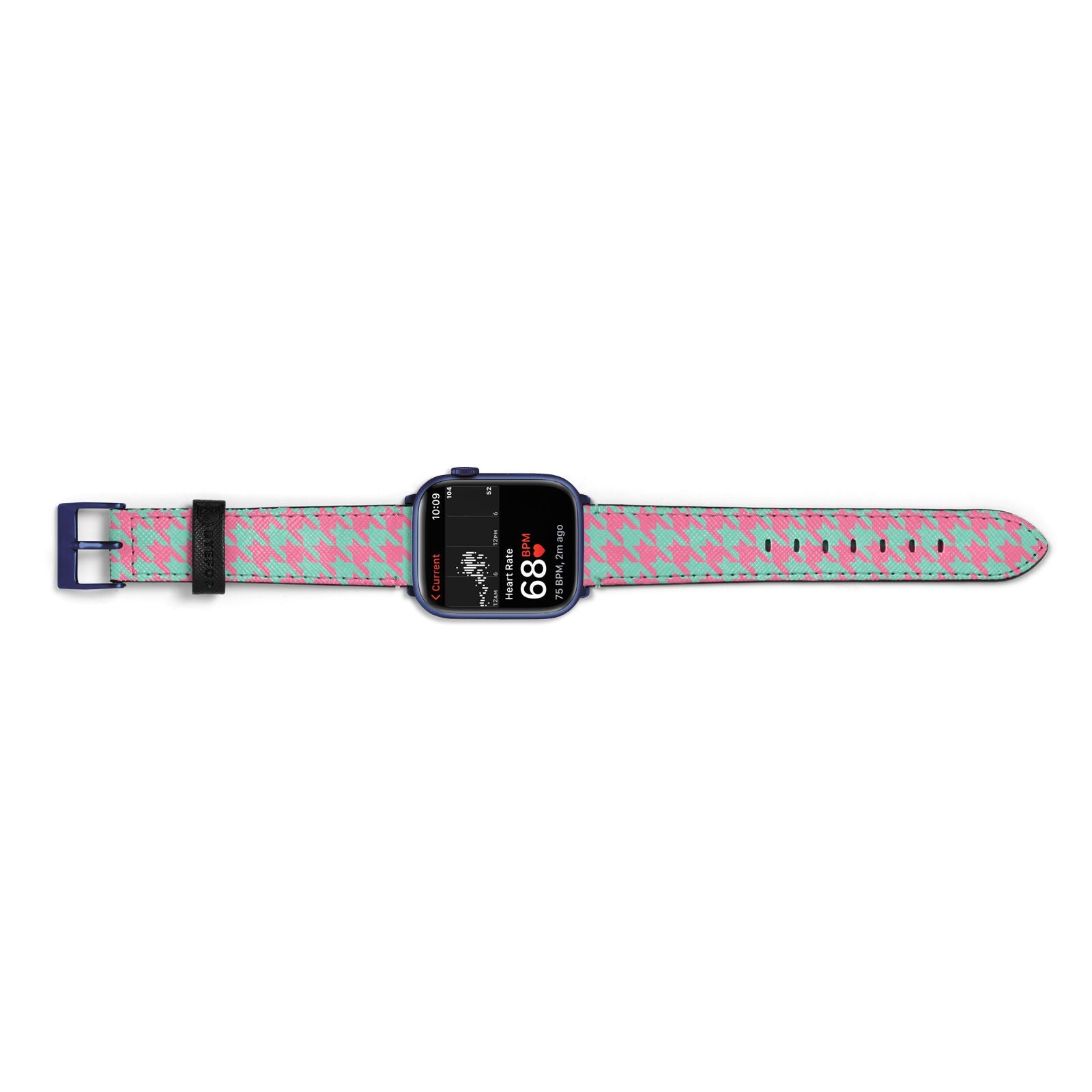 Pink Houndstooth Apple Watch Strap Size 38mm Landscape Image Blue Hardware