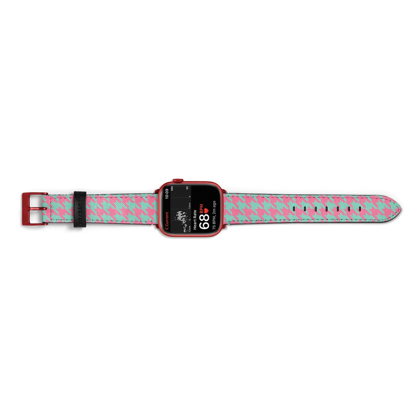 Pink Houndstooth Apple Watch Strap Size 38mm Landscape Image Red Hardware