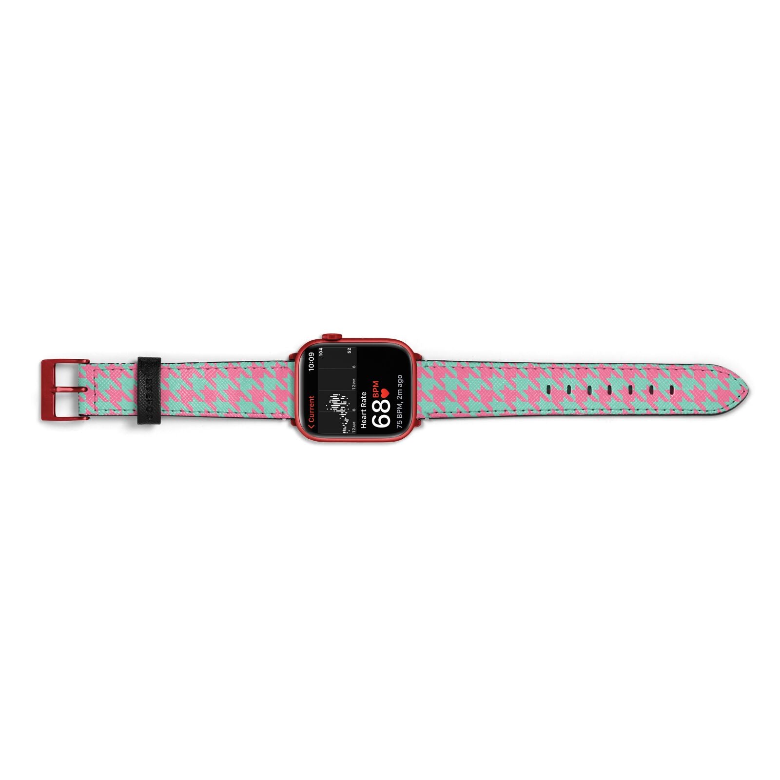 Pink Houndstooth Apple Watch Strap Size 38mm Landscape Image Red Hardware