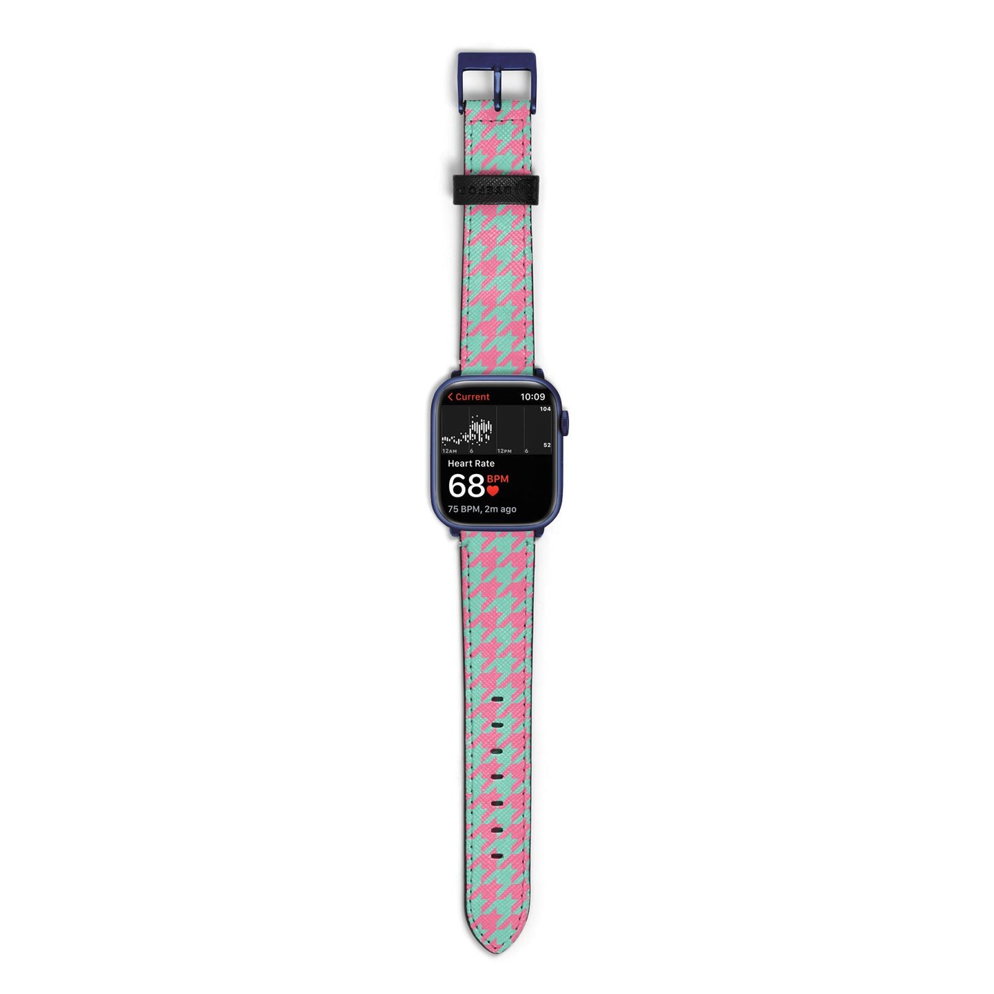 Pink Houndstooth Apple Watch Strap Size 38mm with Blue Hardware