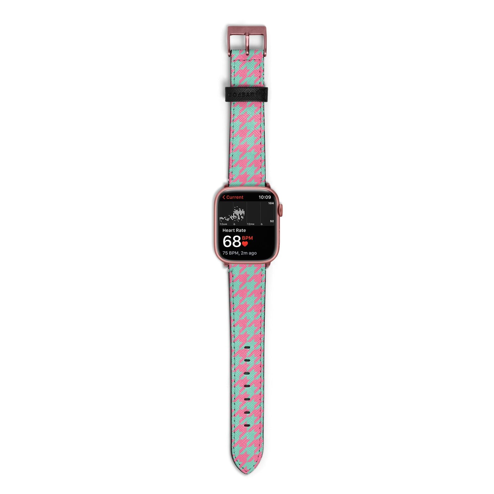Pink Houndstooth Apple Watch Strap Size 38mm with Rose Gold Hardware