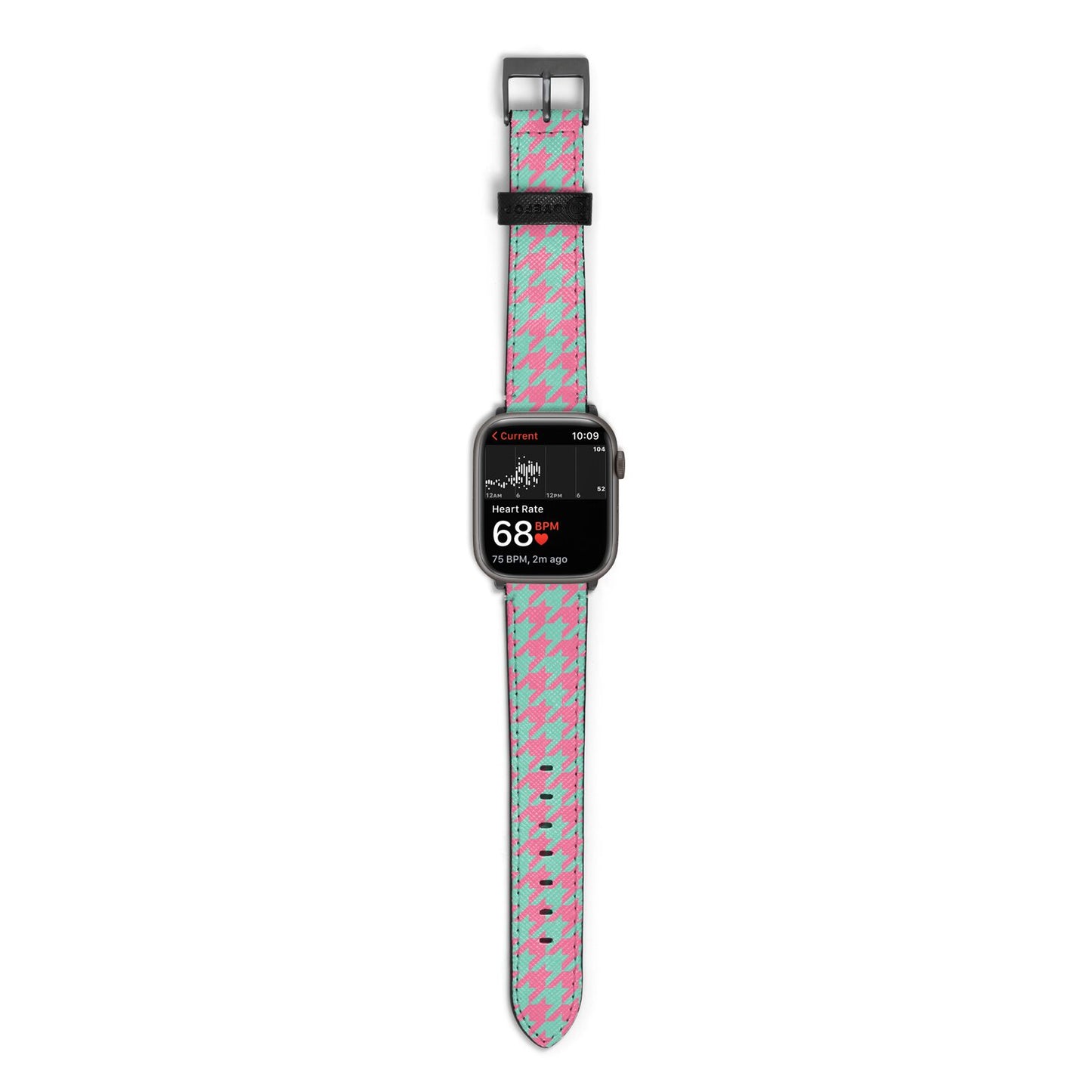 Pink Houndstooth Apple Watch Strap Size 38mm with Space Grey Hardware