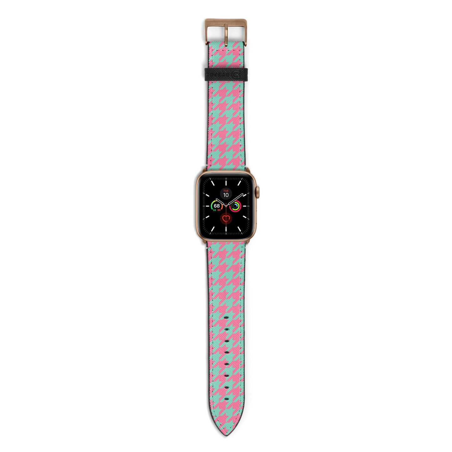 Pink Houndstooth Apple Watch Strap with Gold Hardware