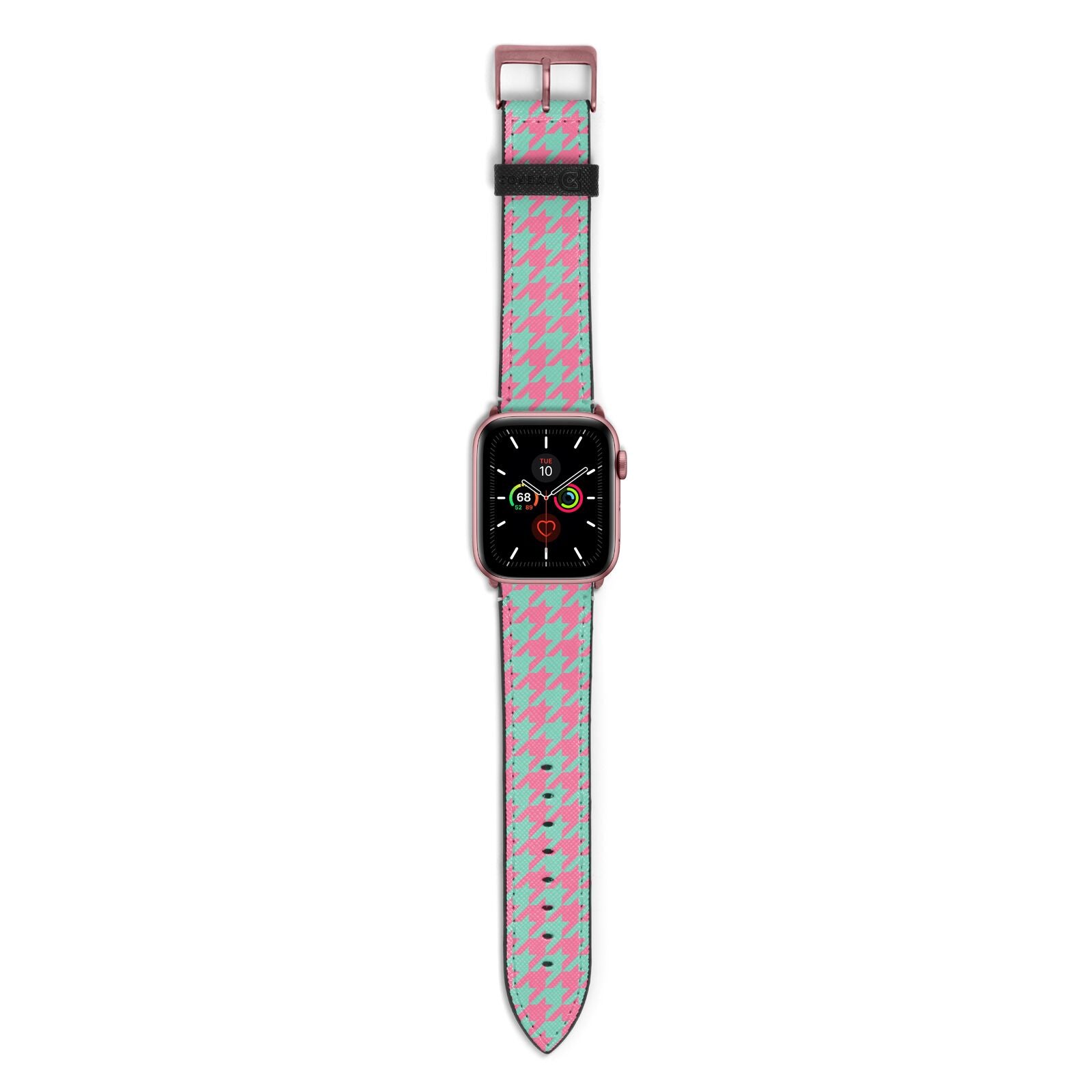 Pink Houndstooth Apple Watch Strap with Rose Gold Hardware