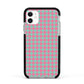 Pink Houndstooth Apple iPhone 11 in White with Black Impact Case