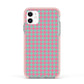 Pink Houndstooth Apple iPhone 11 in White with Pink Impact Case