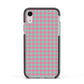 Pink Houndstooth Apple iPhone XR Impact Case Black Edge on Silver Phone