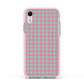 Pink Houndstooth Apple iPhone XR Impact Case Pink Edge on Silver Phone