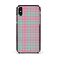 Pink Houndstooth Apple iPhone Xs Impact Case Black Edge on Black Phone