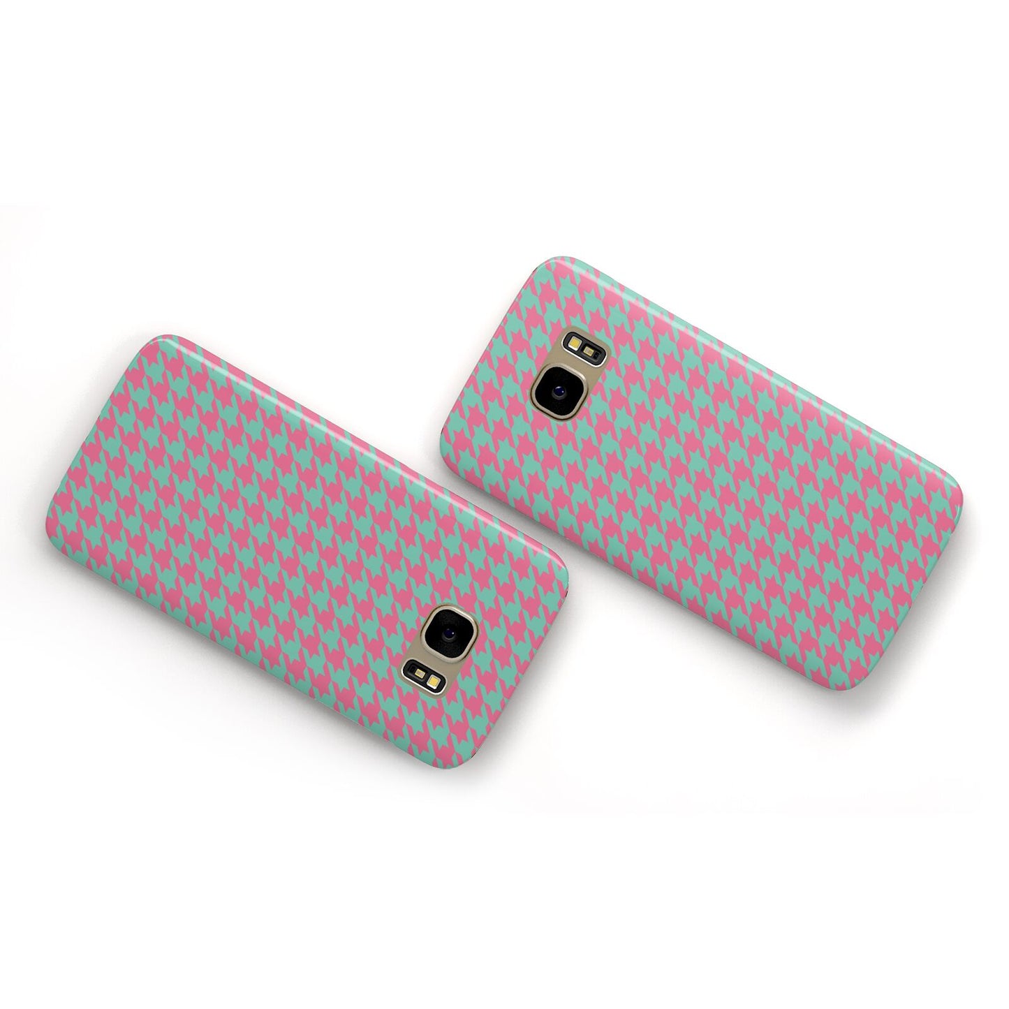 Pink Houndstooth Samsung Galaxy Case Flat Overview