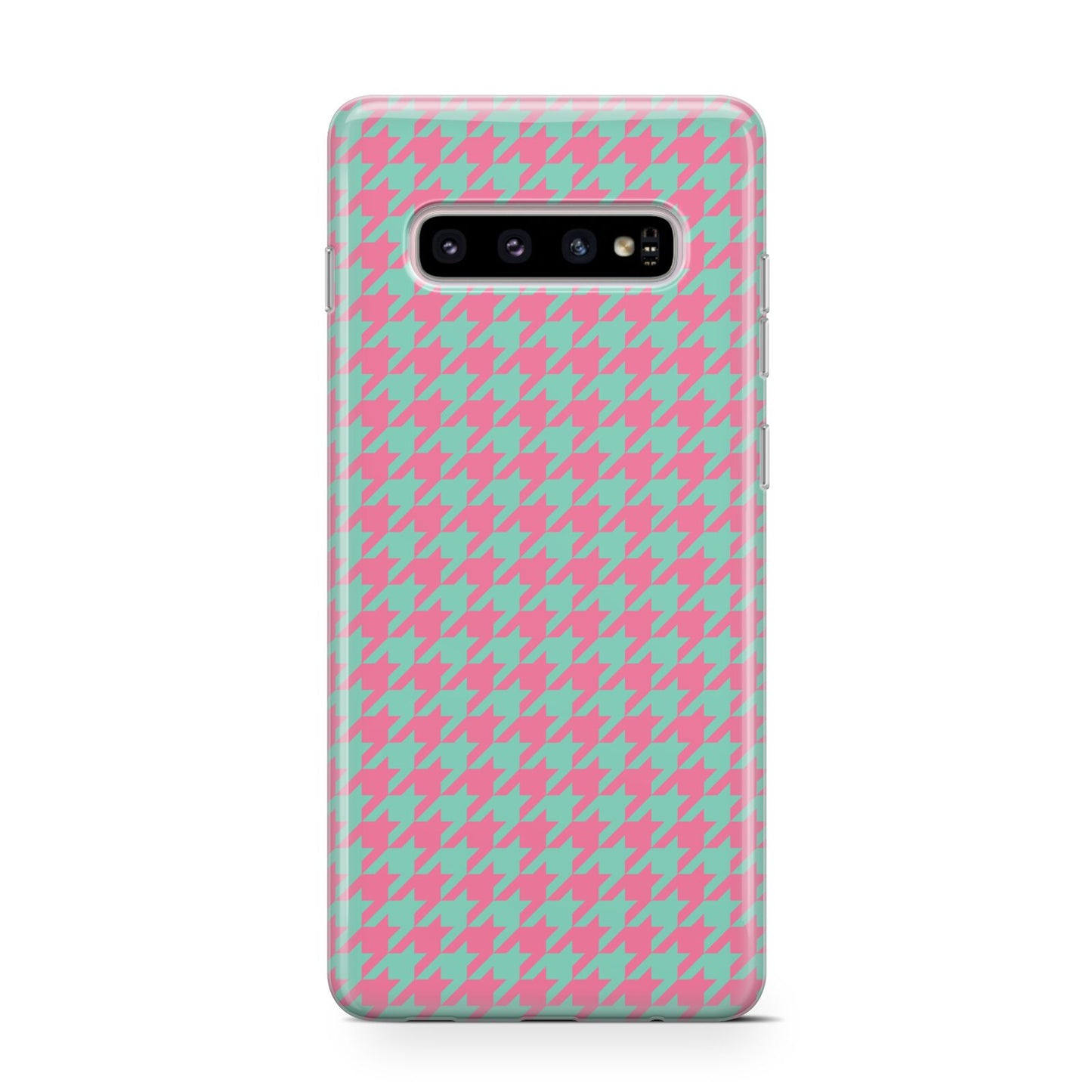 Pink Houndstooth Samsung Galaxy S10 Case