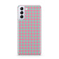 Pink Houndstooth Samsung S21 Plus Case