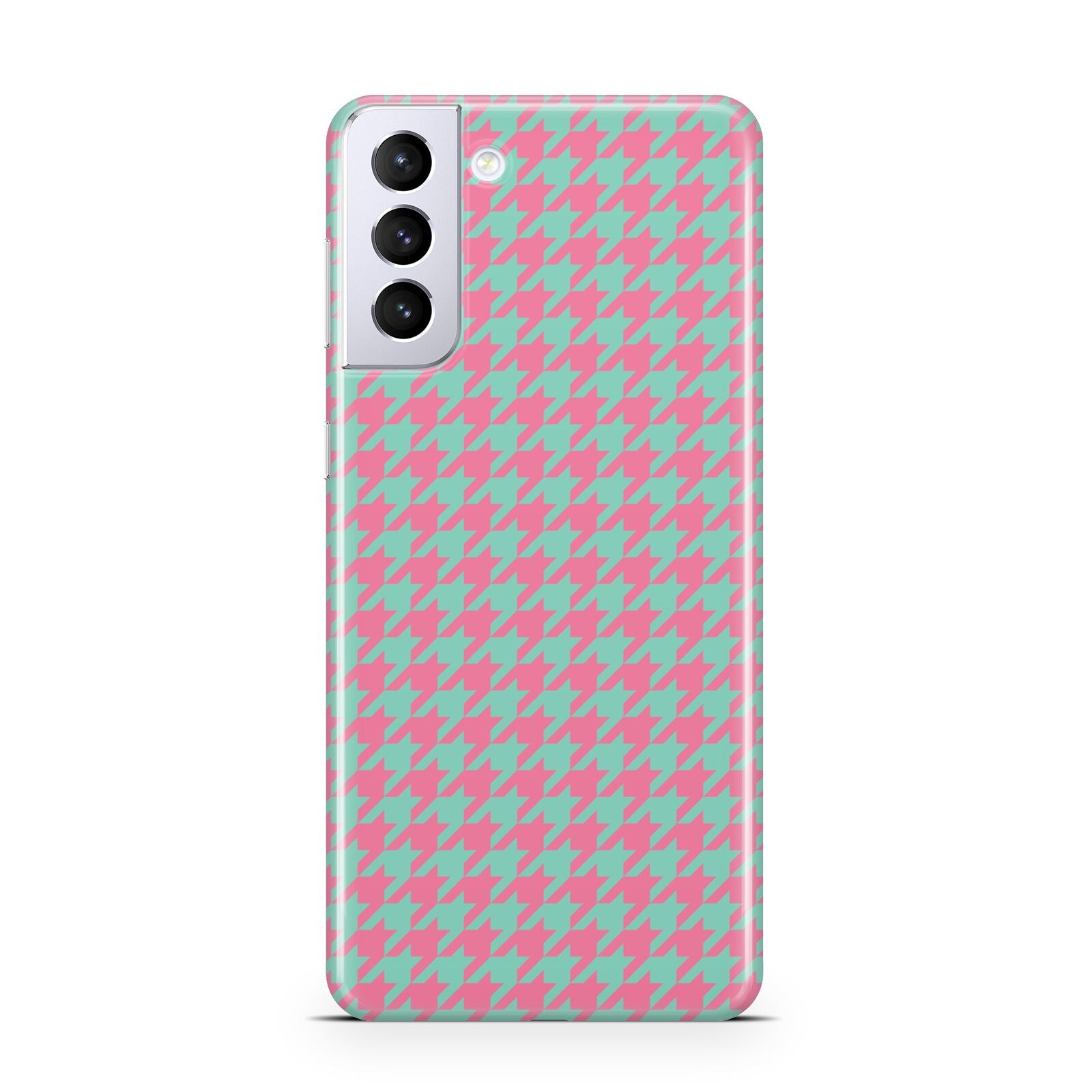 Pink Houndstooth Samsung S21 Plus Phone Case