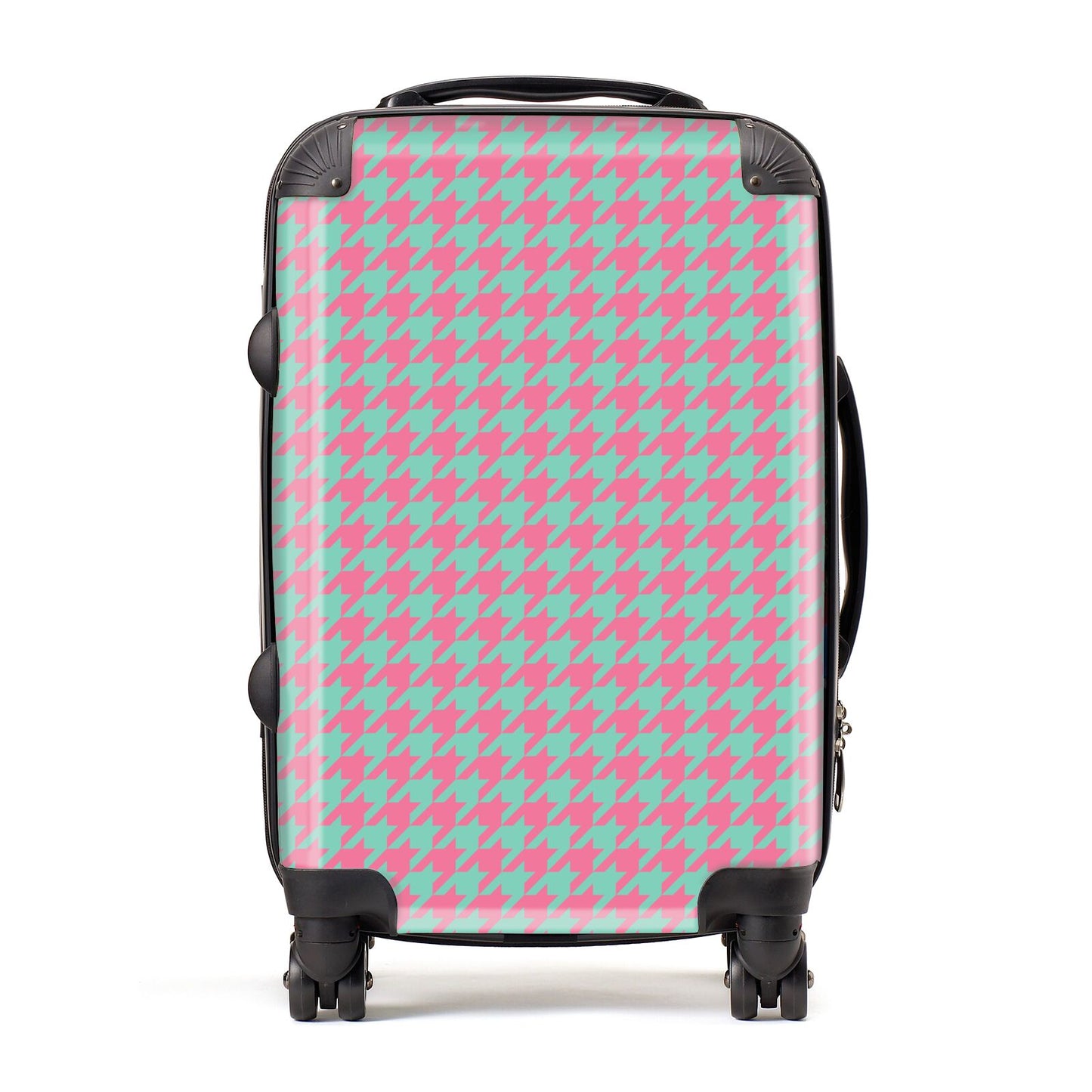 Pink Houndstooth Suitcase
