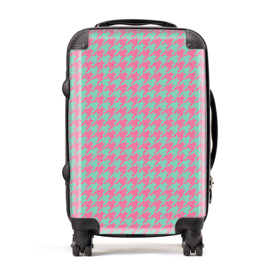 Pink Houndstooth Suitcase
