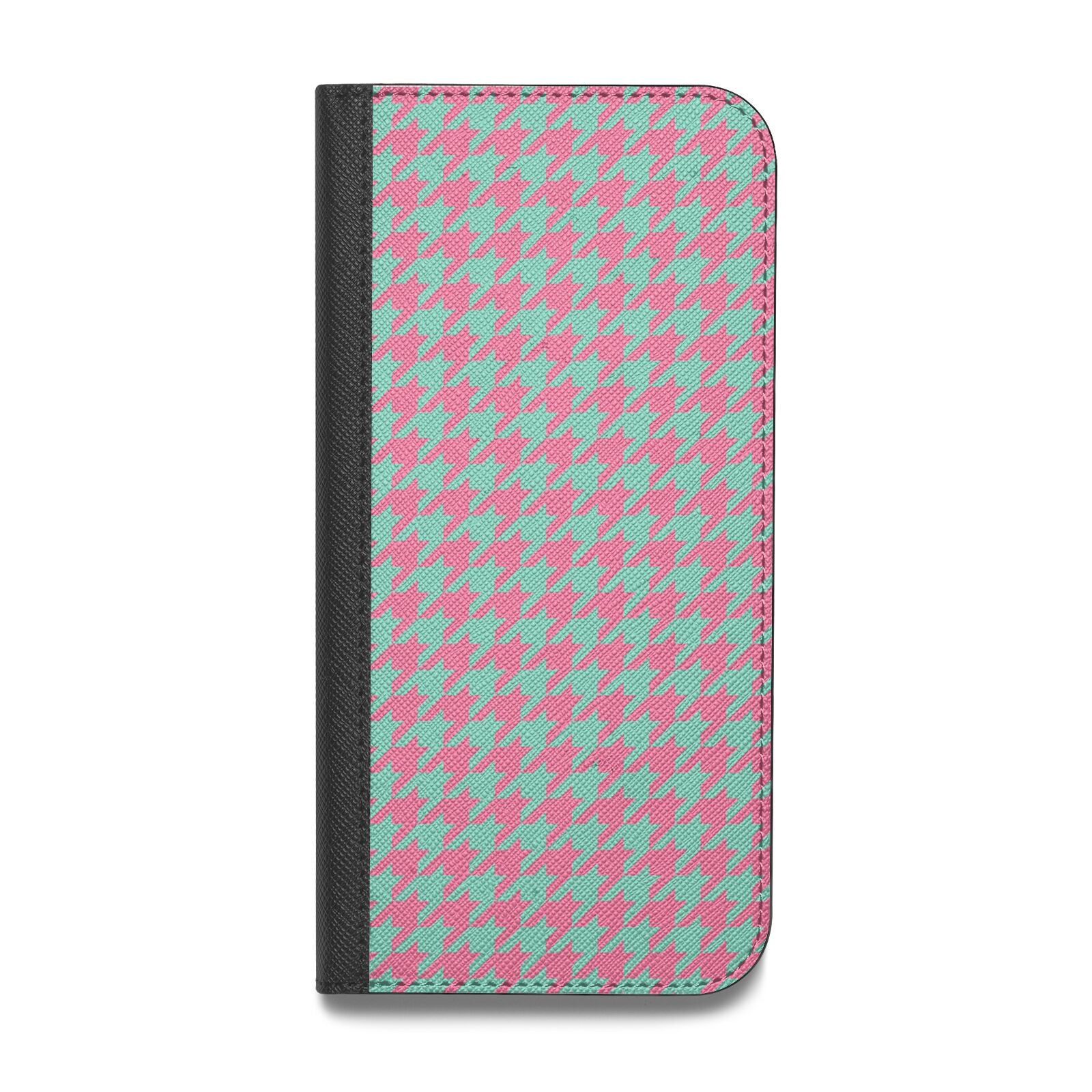 Pink Houndstooth Vegan Leather Flip Samsung Case