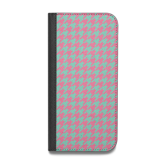 Pink Houndstooth Vegan Leather Flip iPhone Case