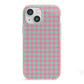 Pink Houndstooth iPhone 13 Mini TPU Impact Case with Pink Edges