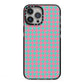 Pink Houndstooth iPhone 13 Pro Max Black Impact Case on Silver phone