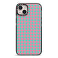 Pink Houndstooth iPhone 14 Plus Black Impact Case on Silver phone