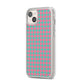 Pink Houndstooth iPhone 14 Plus Clear Tough Case Starlight Angled Image