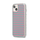 Pink Houndstooth iPhone 14 Plus Glitter Tough Case Starlight Angled Image