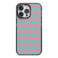 Pink Houndstooth iPhone 14 Pro Max Black Impact Case on Silver phone