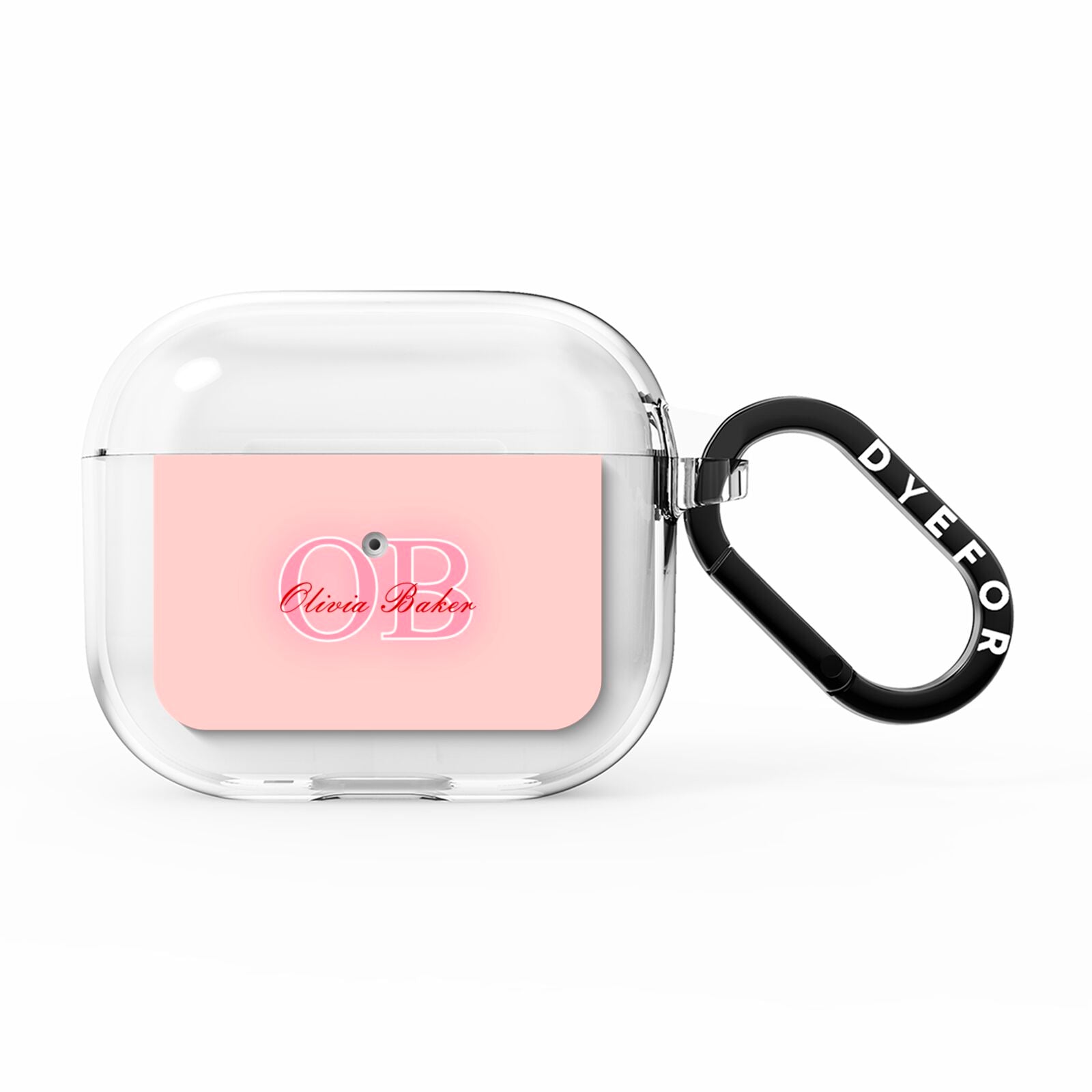 Pink Initials Personalised AirPods Clear Case 3rd Gen