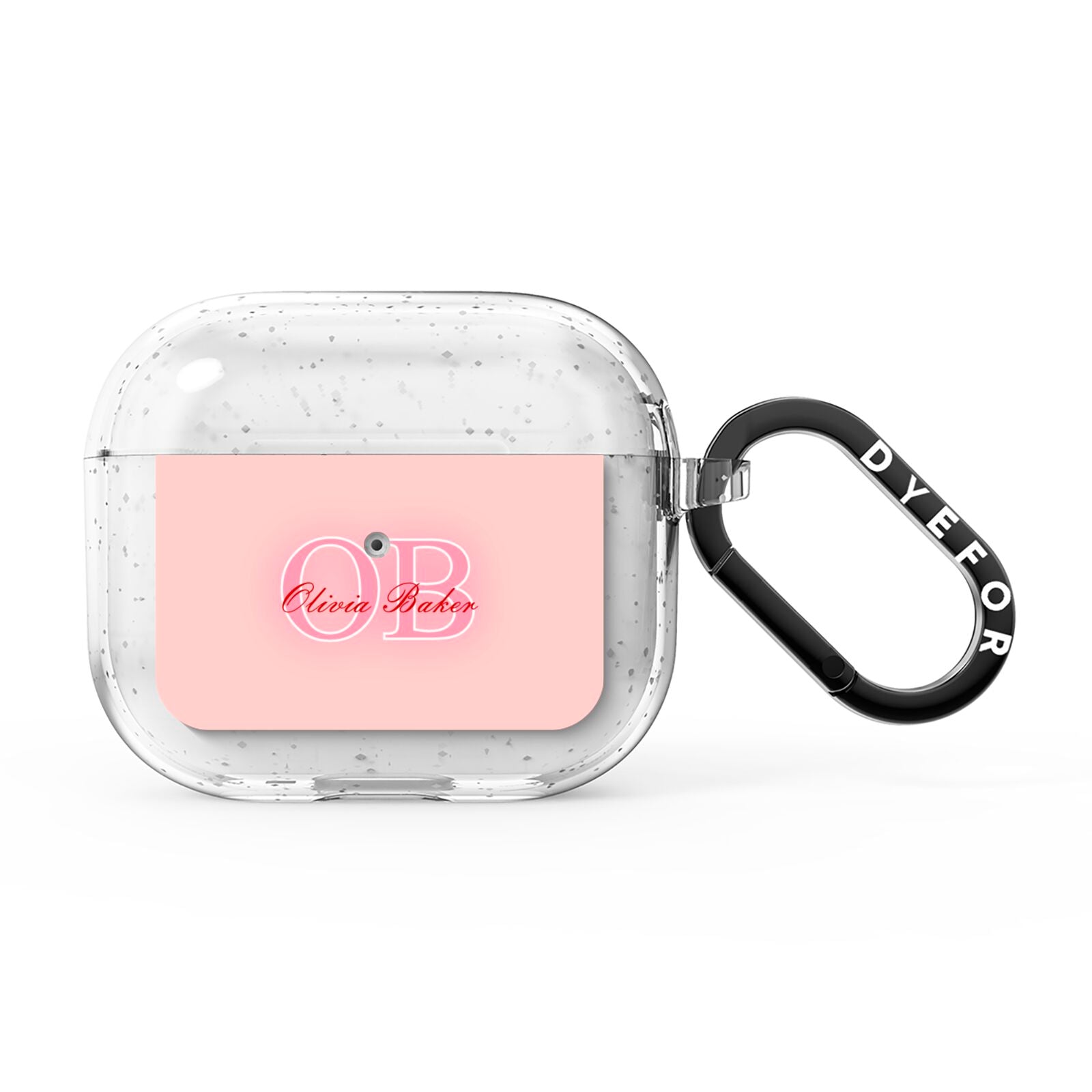 Pink Initials Personalised AirPods Glitter Case 3rd Gen