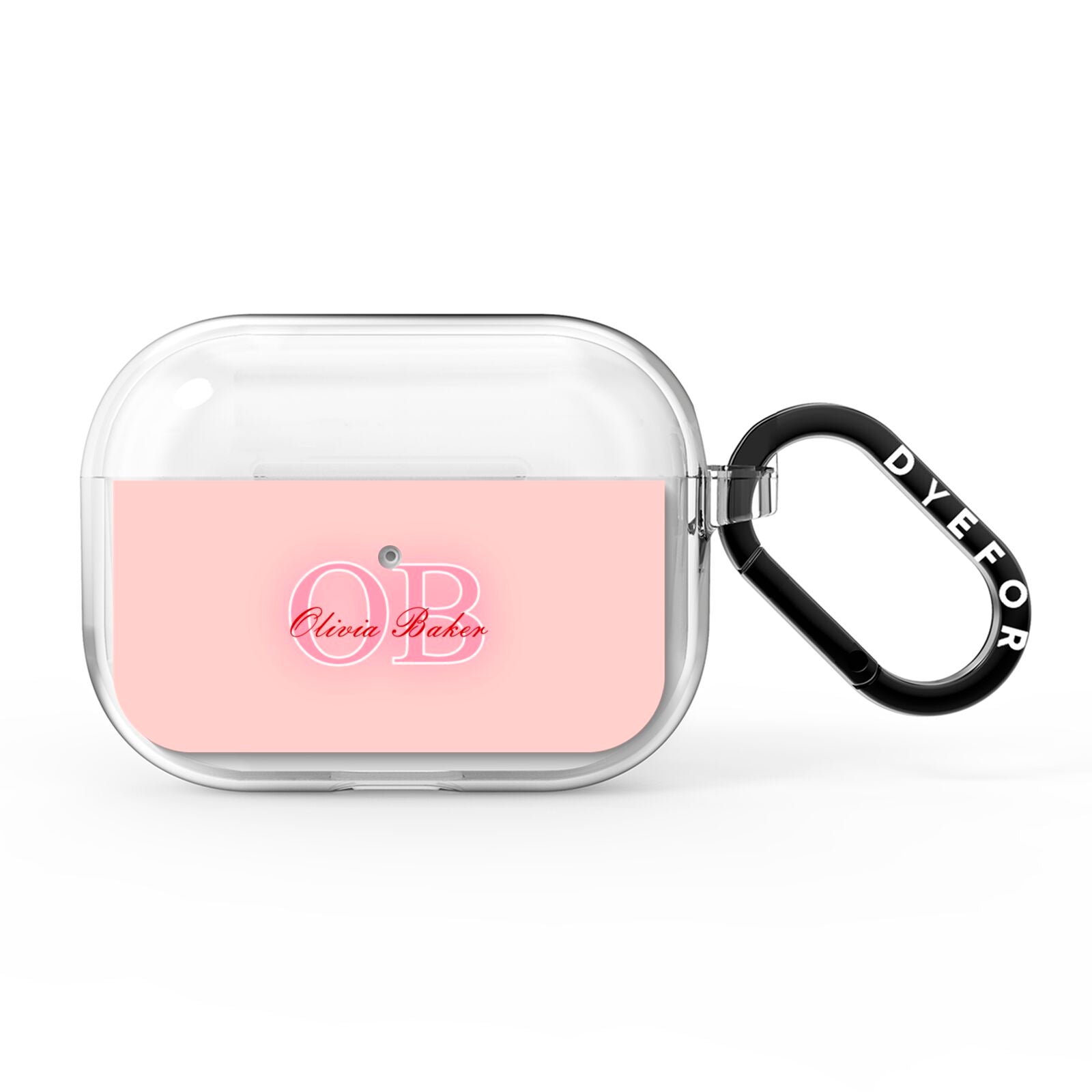Pink Initials Personalised AirPods Pro Clear Case