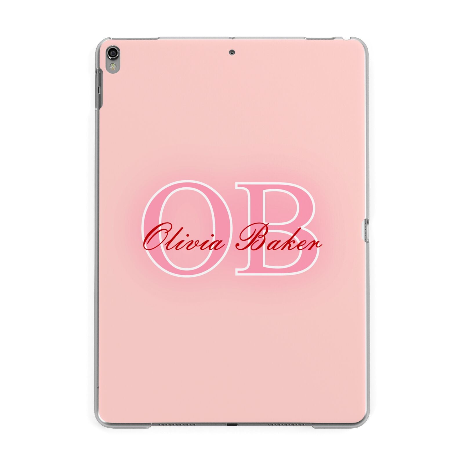 Pink Initials Personalised Apple iPad Grey Case