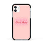 Pink Initials Personalised Apple iPhone 11 in White with Black Impact Case