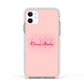 Pink Initials Personalised Apple iPhone 11 in White with White Impact Case