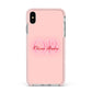 Pink Initials Personalised Apple iPhone Xs Max Impact Case Pink Edge on Silver Phone