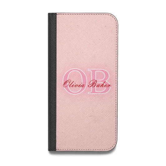 Pink Initials Personalised Vegan Leather Flip Samsung Case