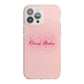 Pink Initials Personalised iPhone 13 Pro Max TPU Impact Case with Pink Edges