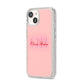 Pink Initials Personalised iPhone 14 Glitter Tough Case Starlight Angled Image