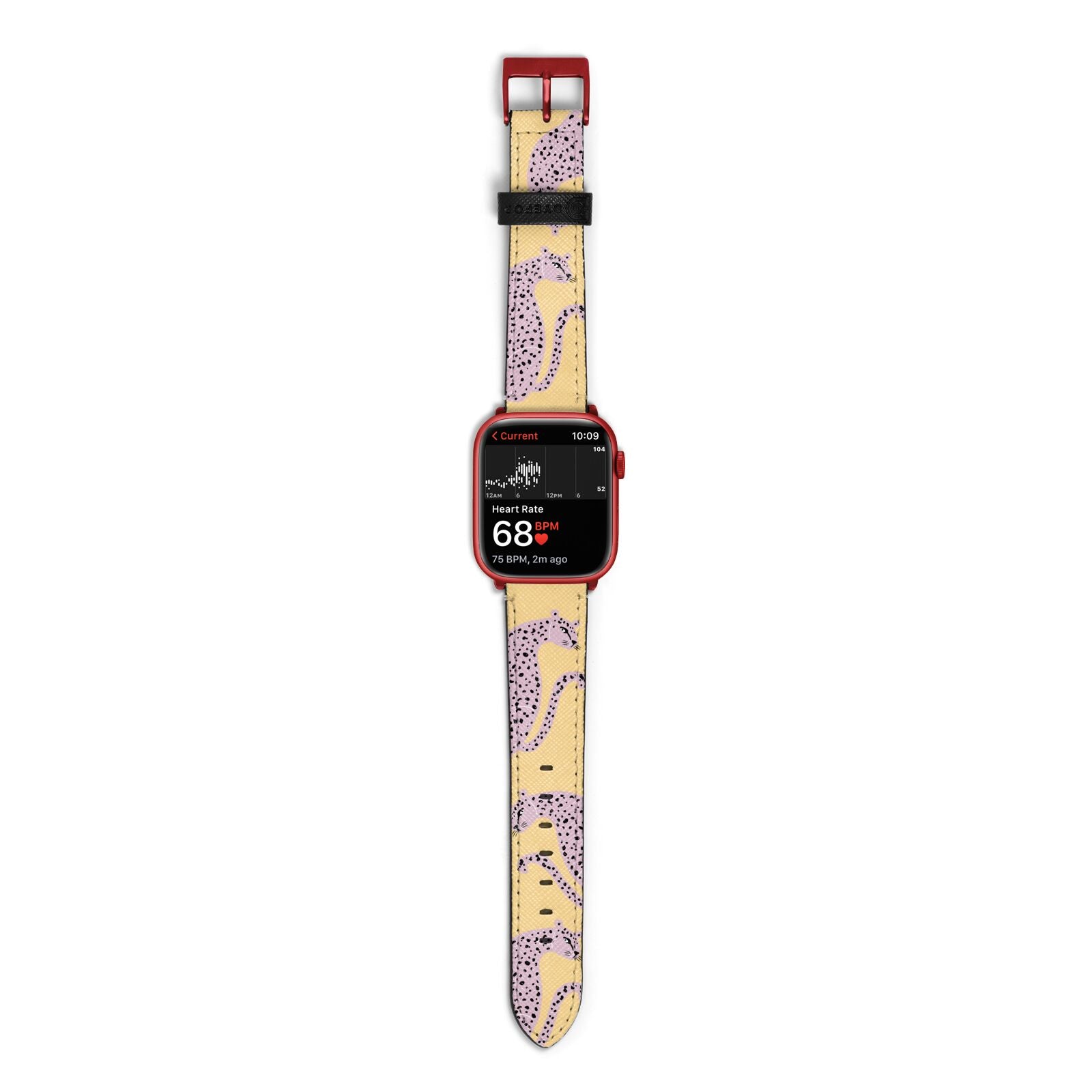 Pink Leopards Apple Watch Strap Size 38mm with Red Hardware