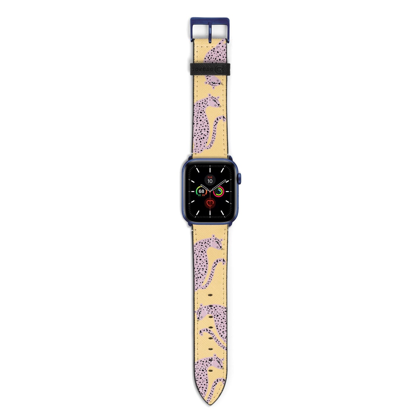 Pink Leopards Apple Watch Strap with Blue Hardware
